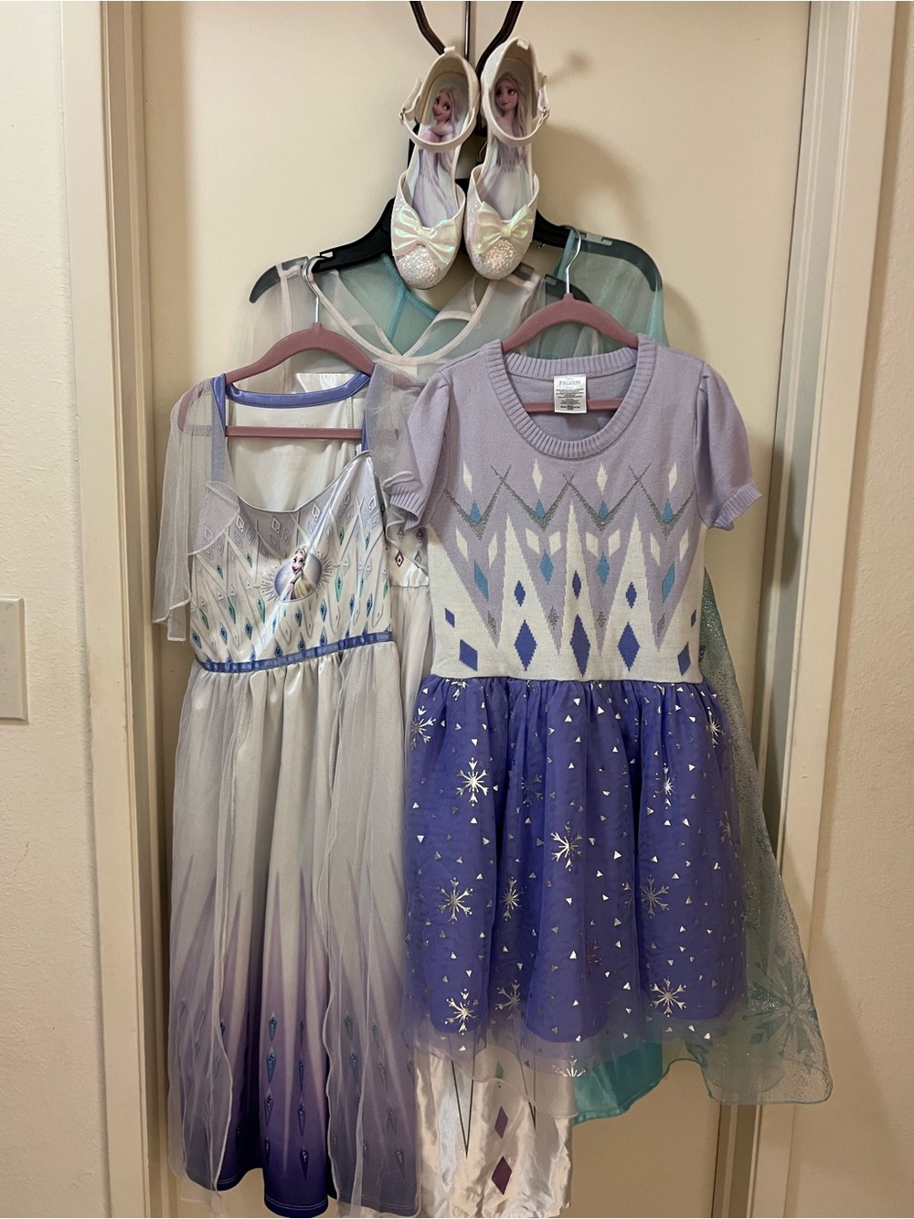 Disney Lavender and Silver Frozen-Style Girls' Matching Dress Set with shoes